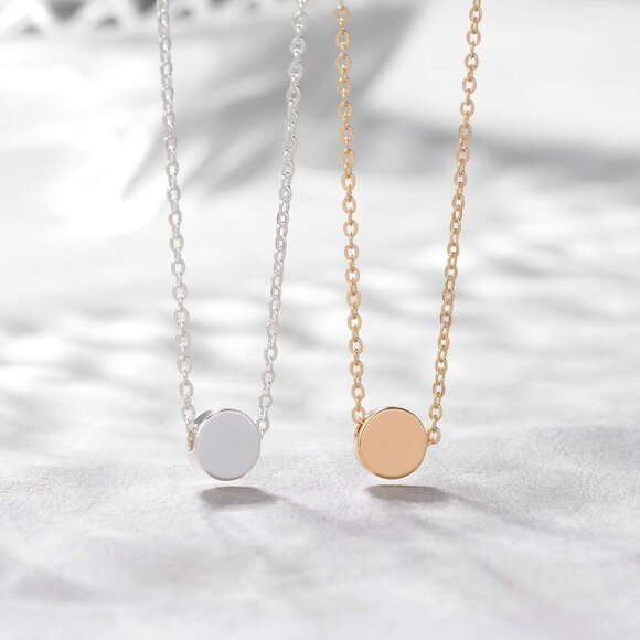 Elegant 14K Gold Plated Dainty Circle Pendant Necklace for Women, Adjustable 18. - Picture 5 of 7